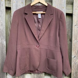 Sag Harbor 16 petite Brown stretch blazer  suit jacket fully lined with …